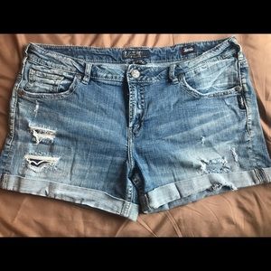 Silver Boyfriend Mid Distressed Jean Shorts
